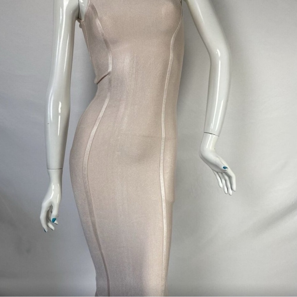 HOUSE OF CB PALE PINK CREPE BODICE MIDI DRESS XS R